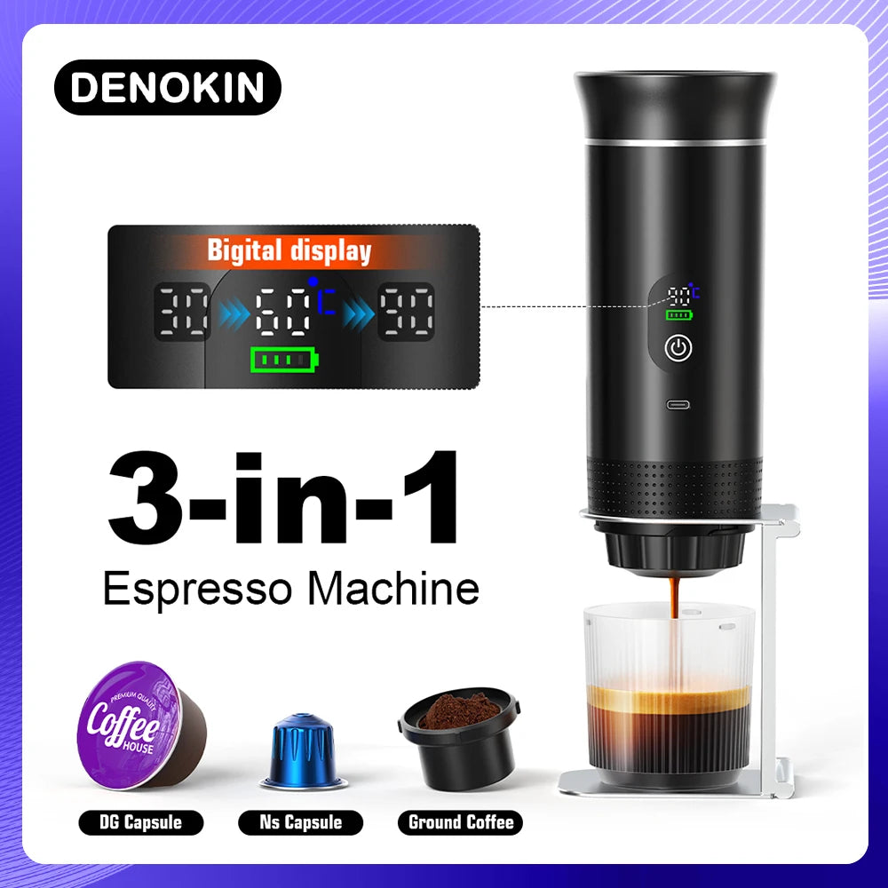 DENOKIN™ Portable Espresso Maker — 3-in-1 Coffee Companion