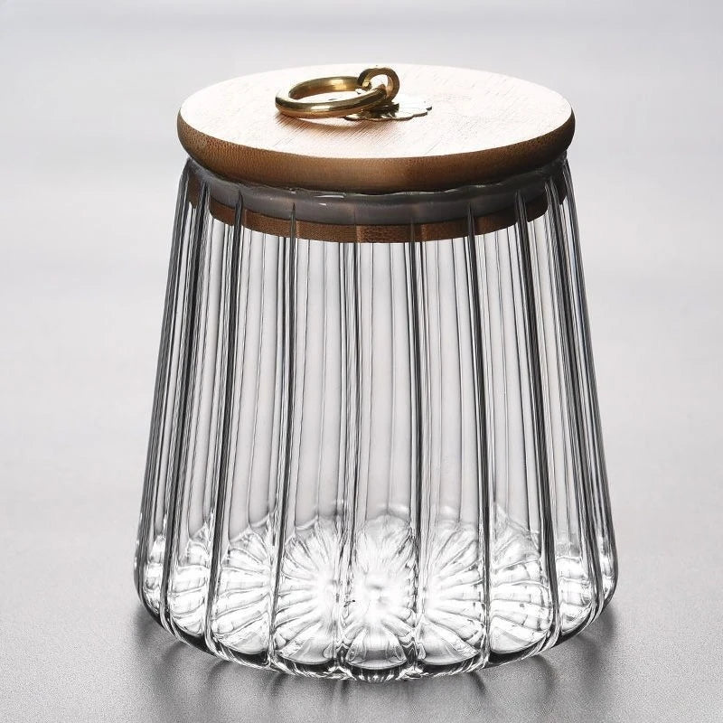 Nestify™ Floral Glass Sealed Jar – Striped Large‑Capacity Kitchen Decor
