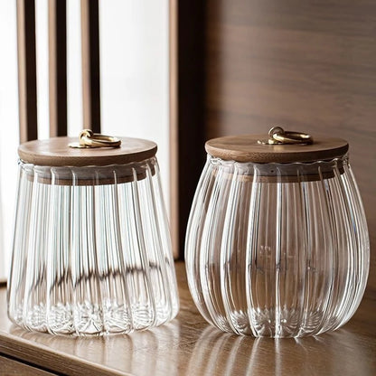 Nestify™ Floral Glass Sealed Jar – Striped Large‑Capacity Kitchen Decor