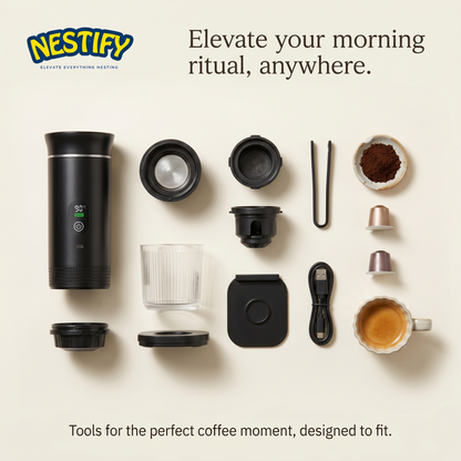 DENOKIN™ Portable Espresso Maker – 3‑in‑1 Coffee Companion for Home, Office & Travel
