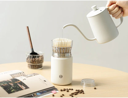 Nestify™ Crystal Eye Travel Coffee Brewer – 300ml Portable 2-in-1 Mug & Dripper for Pour-Over Coffee (Stainless Steel)