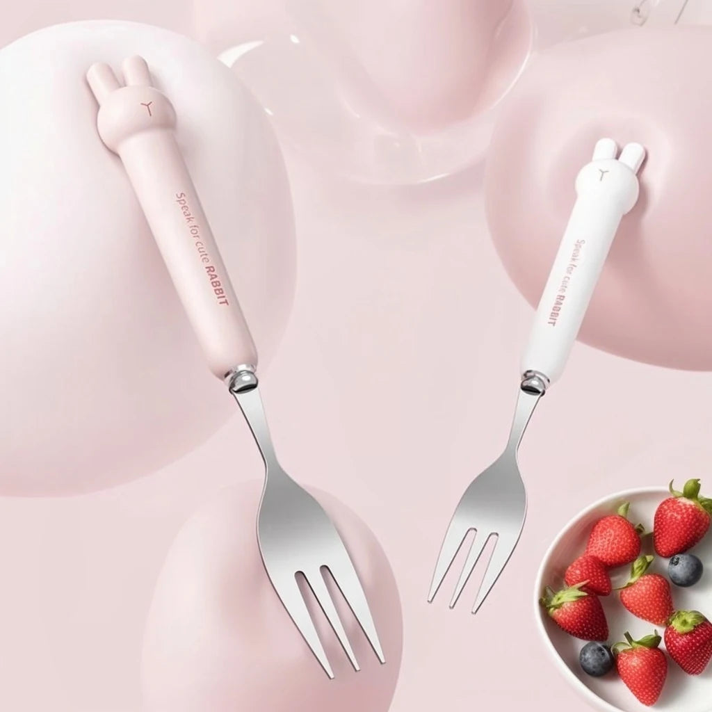 Nestify™ Bunny Portable Cutlery Set | Stainless Steel Kids Travel Utensils