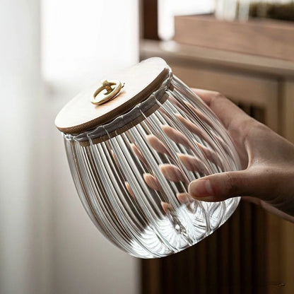 Nestify™ Floral Glass Sealed Jar – Striped Large‑Capacity Kitchen Decor