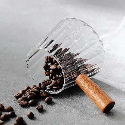 Glass Espresso Measuring Cup with Wooden Handle