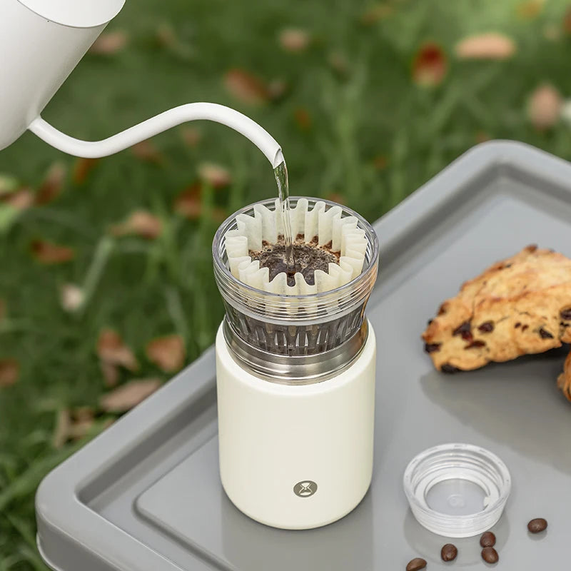 Nestify™ Crystal Eye Travel Coffee Brewer – 300ml Portable 2-in-1 Mug & Dripper for Pour-Over Coffee (Stainless Steel)