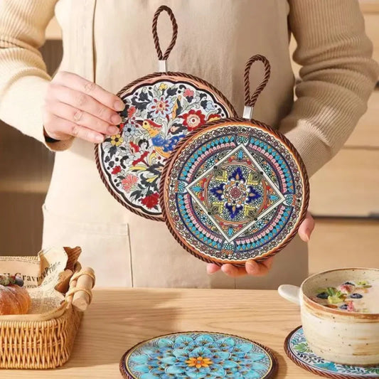 Nestify™ Vintage Ceramic Heat-Resistant Mat – Elegant Table Guardian