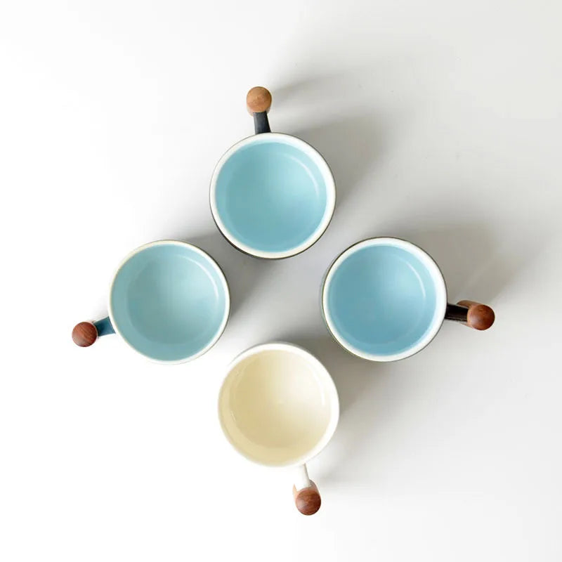 Ceramic Espresso Mug with Wooden Handle