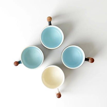 Ceramic Espresso Mug with Wooden Handle