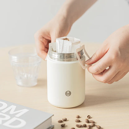 Nestify™ Crystal Eye Travel Coffee Brewer – 300ml Portable 2-in-1 Mug & Dripper for Pour-Over Coffee (Stainless Steel)