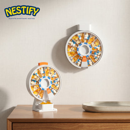 14‑Day Rotating Pill Organizer – Wall‑Mount or Standing Large‑Capacity Medicine Box