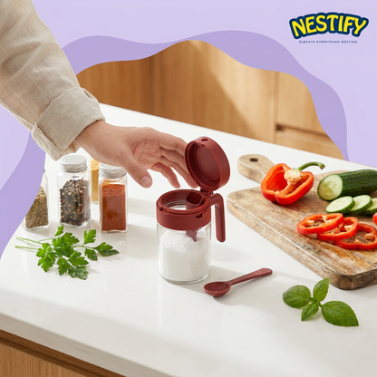Dual‑Dispense Seasoning Container with Detachable Spoon