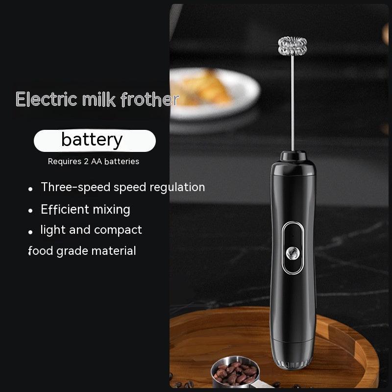Battery-Powered Handheld Milk Frother – 3-Speed Electric Drink Mixer