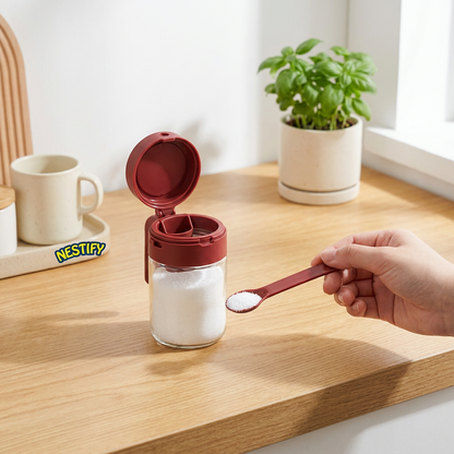 Dual‑Dispense Seasoning Container with Detachable Spoon