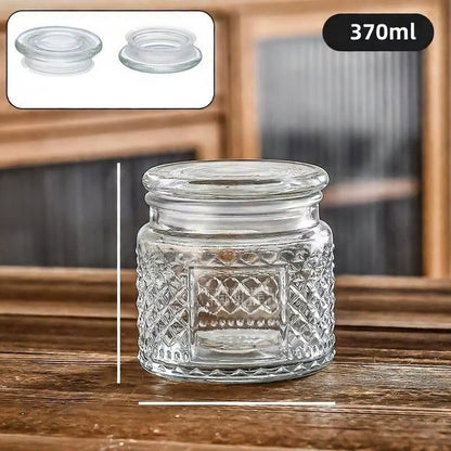 Nestify™ Vintage Embossed Glass Storage Jar | Sealed Tea Container with Wooden Lid