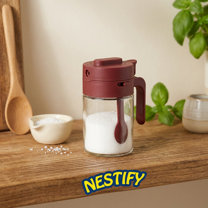 Dual‑Dispense Seasoning Container with Detachable Spoon